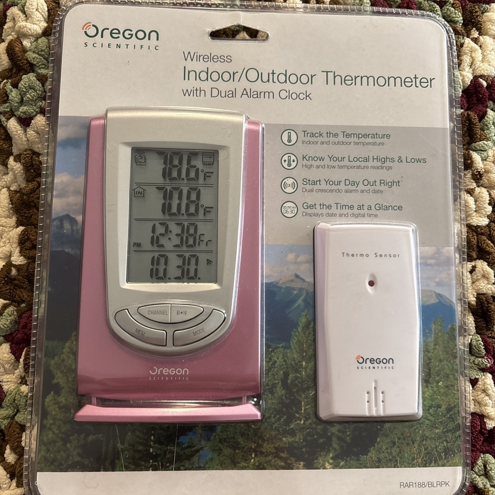 Oregon Scientific RAR188 Wireless Indoor Outdoor Thermometer Alarm Clock NEW NOS